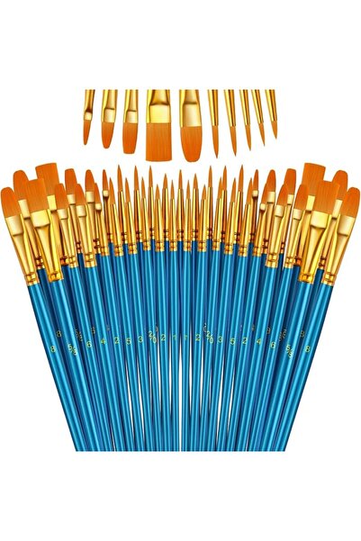Generic Paint Brushes Set, 5 Pack 50 Pcs Round-Pointed Tip Paintbrushes Nylon...