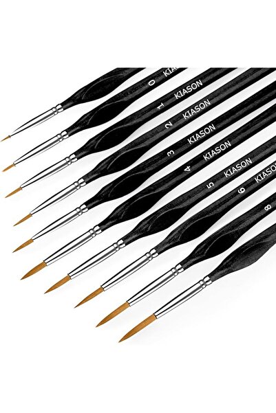 Generic 10Pcs Miniature Detail Paint Brushes Triangular Wood Handle Set