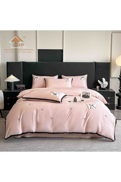 JOJO HOME Lenjerie de pat JoJo Home, 100% bumbac satinat Premium, broderie fl...