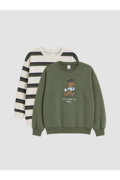 LC Waikiki Rmz Gi̇yi̇m Farkiyla Striped Boys' Thick Sweatshirt