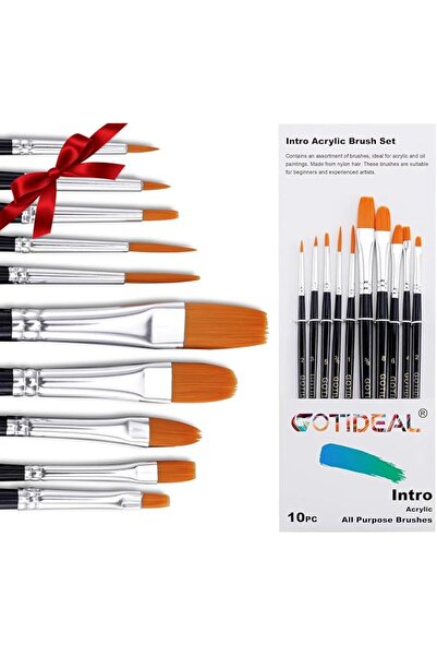 Generic GOTIDEAL Paint Brushes, Acrylic Paint Brushes, 10 Pcs Round Pointed Tip