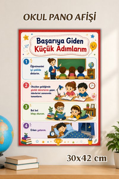 Metranya Başarı Afişi, İlkokul Eğitici Afiş, Sınıf Panosu İçin Eğitici Poster...