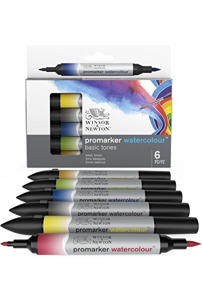 Generic Winsor & Newton ProMarker Watercolor Marker Set, 6 Count, Basic Tones