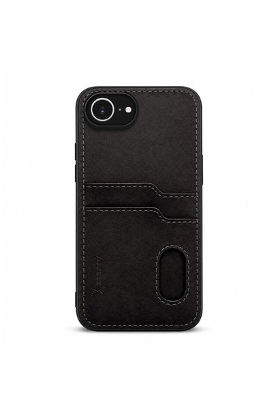 Zebana Apple iPhone 17E Compatible Case with Card Holder Luxury Leather Case Black