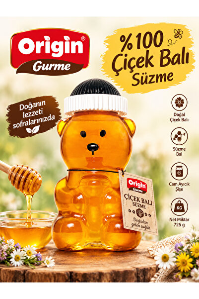 Origin Gurme %100 Çiçek Balı Süzme Cam Ayıcık 725 g