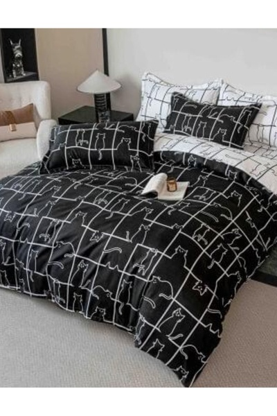 JOJO HOME Lenjerie de Pat 2 Persoane, Tip Finet, 6 Piese, Cearsaf fara Elasti...
