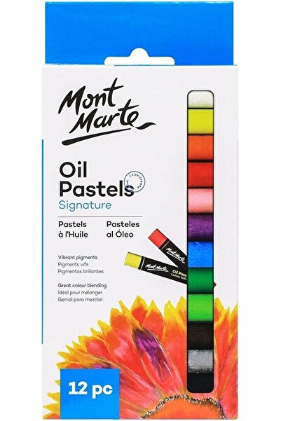 Generic Mont Marte Oil Pastels Signature 12pc, 12 Assorted Colors, Vibrant Oi...