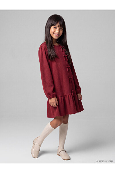 LC Waikiki Lcw Kids Red Bow Detailed Girls' Dress with Nevavm Difference