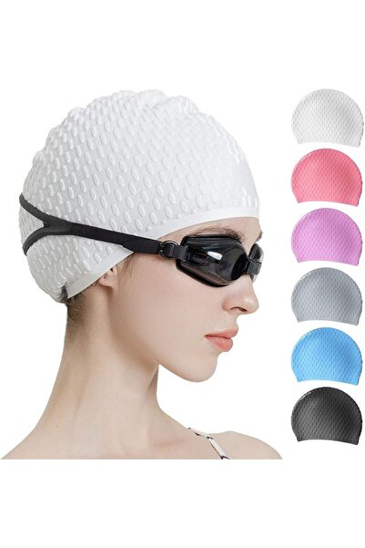 Tripsky Silicone Swim Cap,Comfortable Bathing Cap Ideal for Curly Short Mediu...