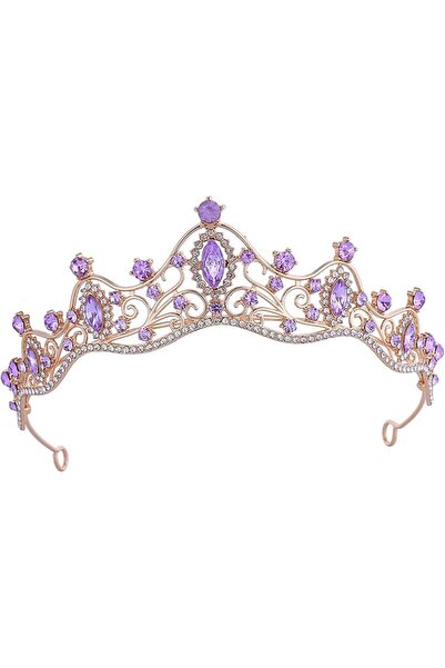 NALACAL Gold Tiara Crown with Purple Gem for Women, Crystal Mermaid Princess ...