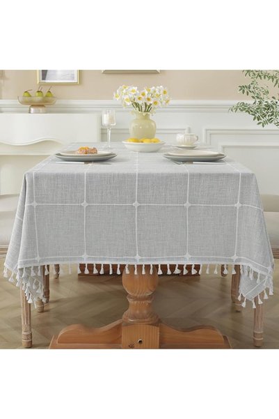 Laolitou Cotton Linen Tablecloth for Dining Table Farmhouse Kitchen Rectangle...
