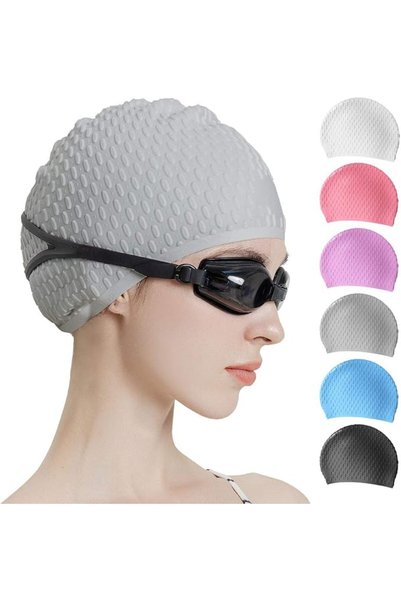 Tripsky Silicone Swim Cap,Comfortable Bathing Cap Ideal for Curly Short Mediu...