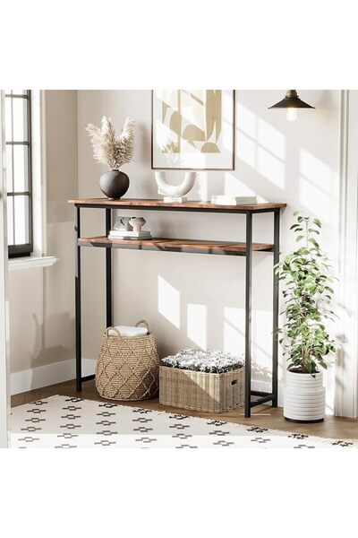 AnneFish Narrow Console Table 100cm, Simple Sofa Table Home Coffee Corner Dis...