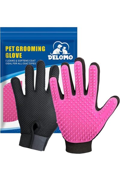 DELOMO [Upgrade Version] Pet Grooming Glove - Gentle Deshedding Brush Glove -...