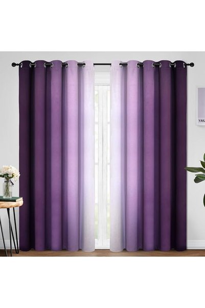 Yakamok 100% Blackout Curtains 84 Inch Length 2 Layers,Blue Curtains for Bedr...