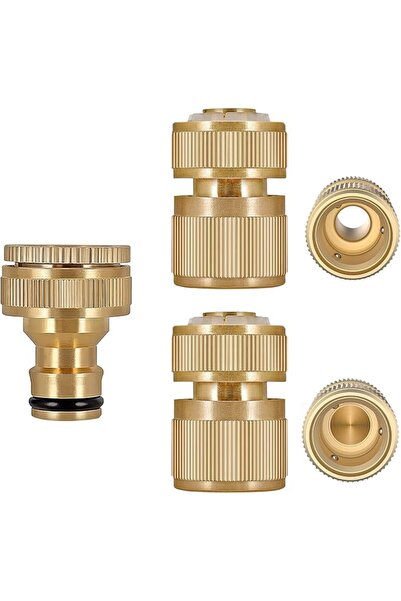 SANMUGEED 3 Pcs Brass Garden Hose Lock Connector Fitting Set for Car Washing ...