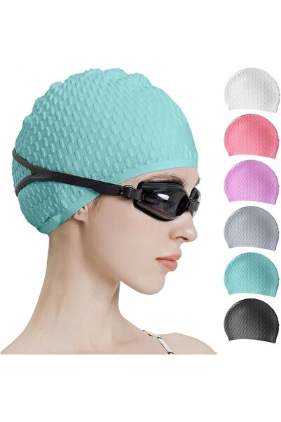 Tripsky Silicone Swim Cap,Comfortable Bathing Cap Ideal for Curly Short Mediu...