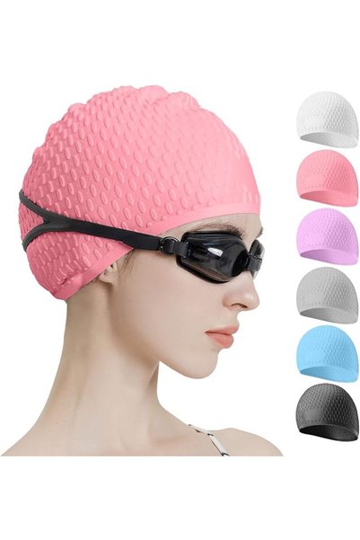 Tripsky Silicone Swim Cap,Comfortable Bathing Cap Ideal for Curly Short Mediu...