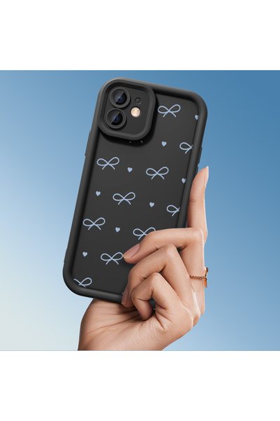 CHICASELUX iPhone 13 Compatible Light Blue Line Ribbon Heart Case, Full Protection for the Device