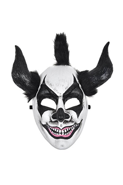 DD SHOP Masca Deghizare Polyresin Alba cu Coarne Negre - Masti Halloween