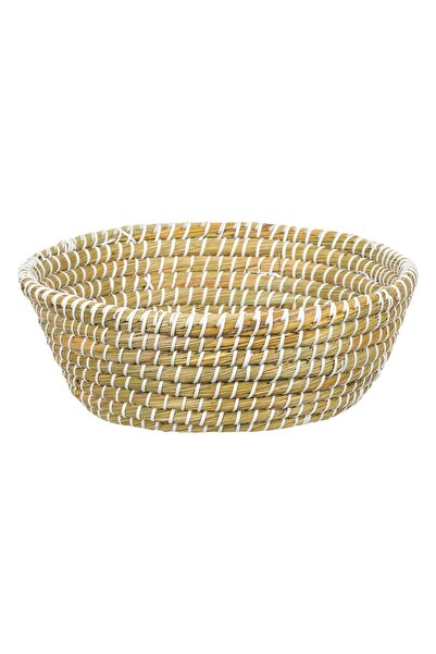 DD SHOP Cos de Depozitare de Paie Rotund de Culoare Naturala Ø30x12cm