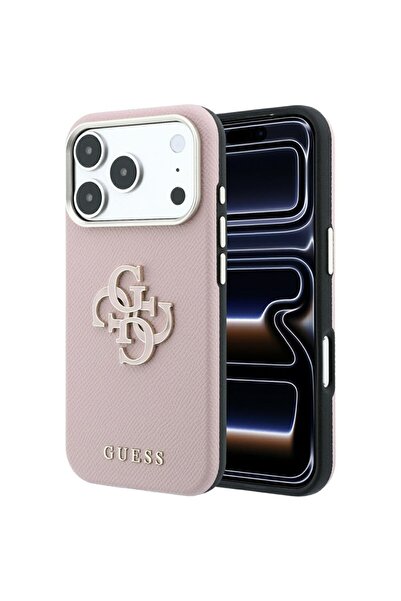 Guess Husa Telefon Grained Leather and Big Resin Logo, pentru iPhone 17 Pro /...