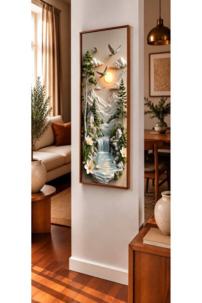 dekorodam Ahşap Çerçeveli Panoramik Oturma Odası Salon Tablosu