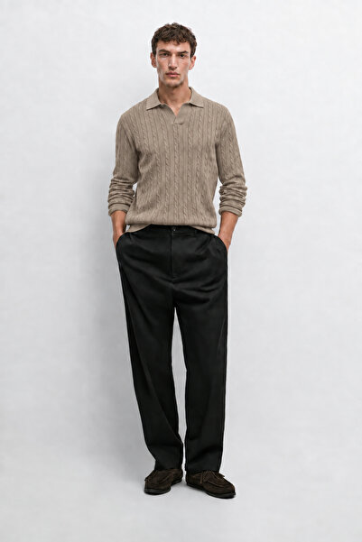 Danger Men's Premium Hair Knit Polo Collar Thick Knitwear Sweater Mink 2Dngr