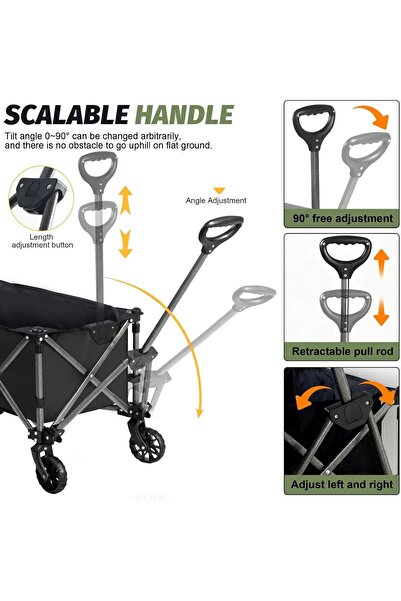 SKY TOUCH Garden Cart Folding Trolley Cart Outdoor Wagon Collapsible with Removable Fabric Festival
