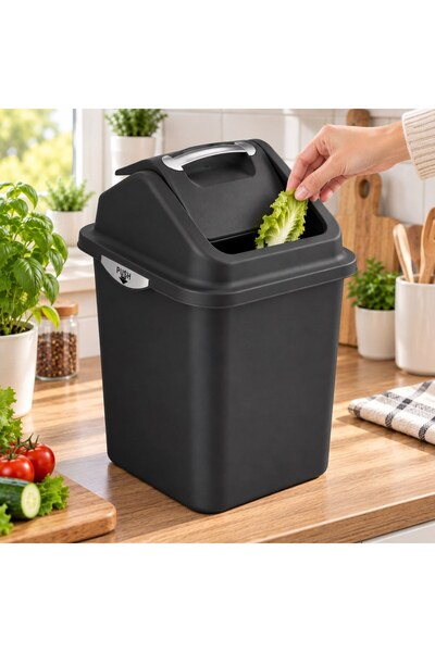 DD SHOP Cos de Gunoi din Plastic Negru 10L