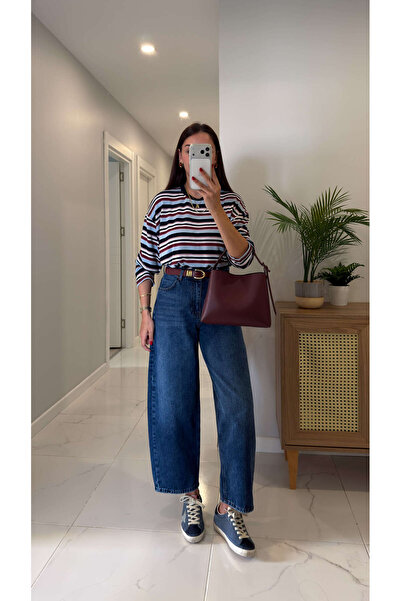 BİRCANÇİL Desri Koyu Mavi Barrel Jean
