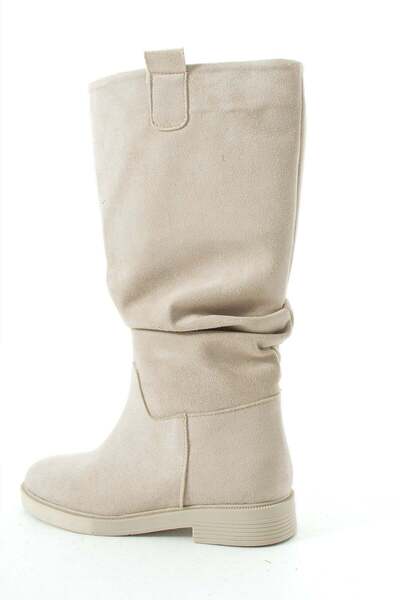 BeBeQ Store Rosario Beige Suede Bellows Women's Boots
