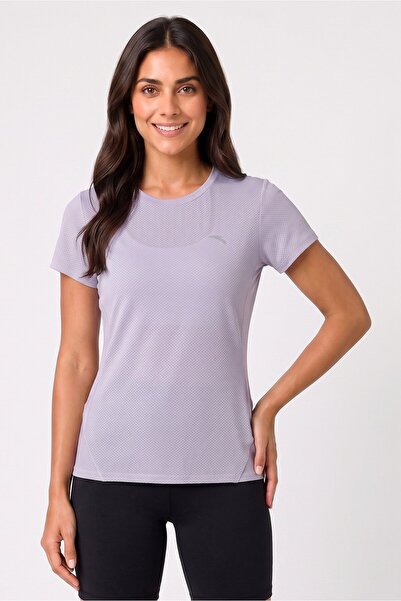 Anta Women Regular Fit Short Sleeve Running T-Shirt, Purple