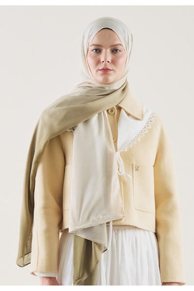 Freshscarfs Degrade Desen Rami Şal Yeşil-Bej