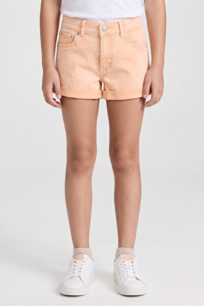 Levi's Kids Girl Washed Denim Shorts, Peach