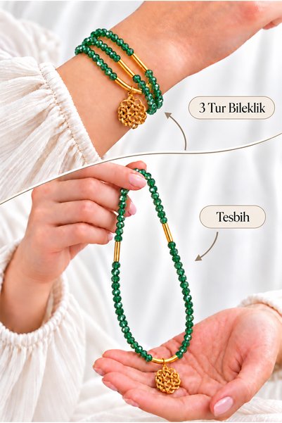 ihvan online Stone Prayer Beads Bracelet, 99 Pieces, 6 Mm, 3 Laps, Both Brace...