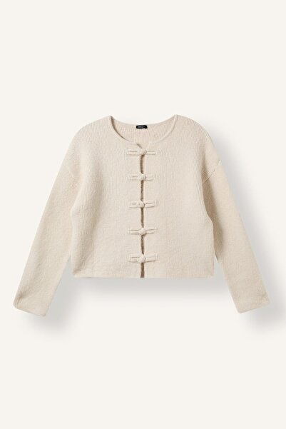 DeFacto Regular Fit Crew Neck Basic Cardigan with Bow Detail I1760Ax26Wn
