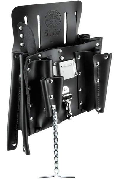 Klein Tools 5126 Leather Tool Pouch with Knife Snap, 5-Pocket