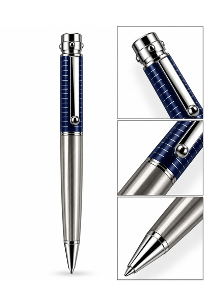 Generic Brand Luxury Silver and Navy Blue Design Pen Looster Time