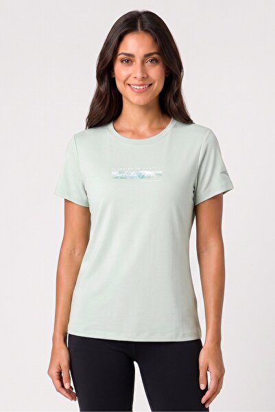 Anta Women Relaxed Fit Short Sleeve Training T-Shirt, Mint Green