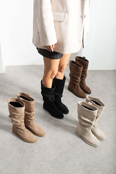 BeBeQ Store Rosario Black Suede Bellows Women's Boots