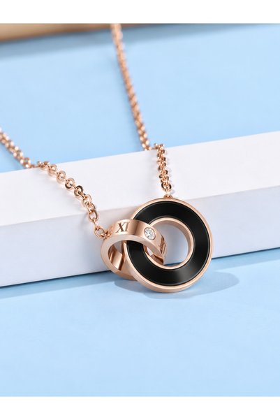 SaraQabi Stylish and modern double-circle pendant necklace – Waterproof, Non Tarnish, Fashion Jewelry Gift