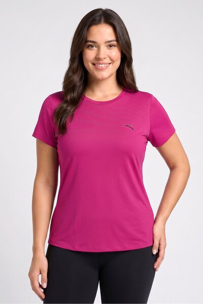 Anta Women Regular Fit Short Sleeve Running T-Shirt, Purple