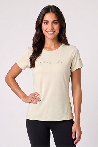 Anta Women Regular Fit Short Sleeve Running T-Shirt, Light Sage