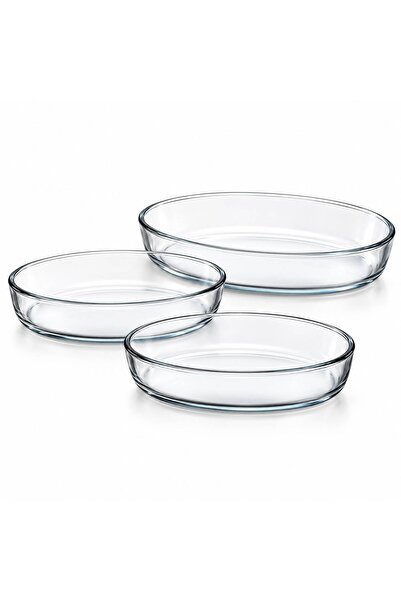 Borcam Set of 3 oval oven dishes Borcam, borosilicate glass, 1.55 L / 2.36 L ...