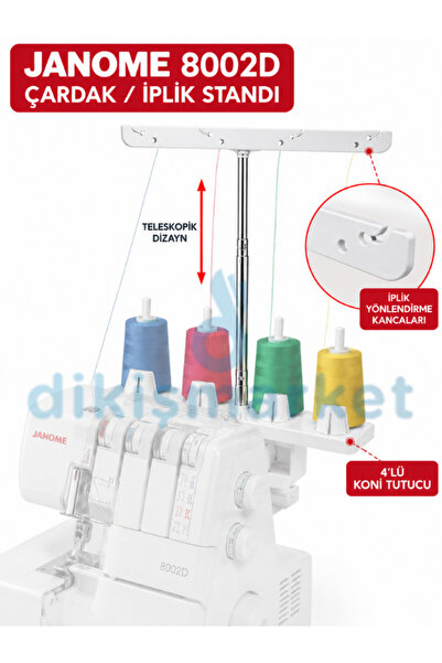 dm dikişmarket Janome 8002d Overlok Makinası Çardağı