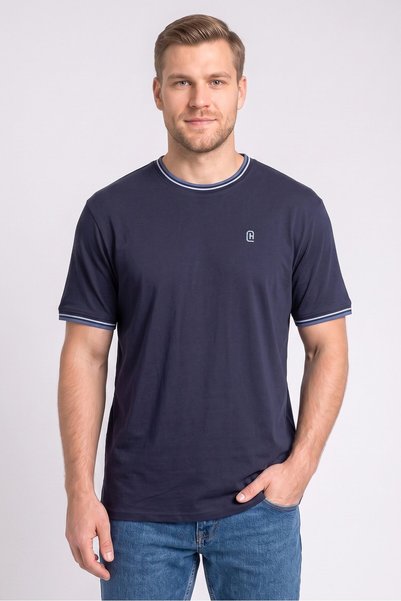 Crosshatch Men Crew Neck Short Sleeve Embroidered Logo T-Shirt, Navy