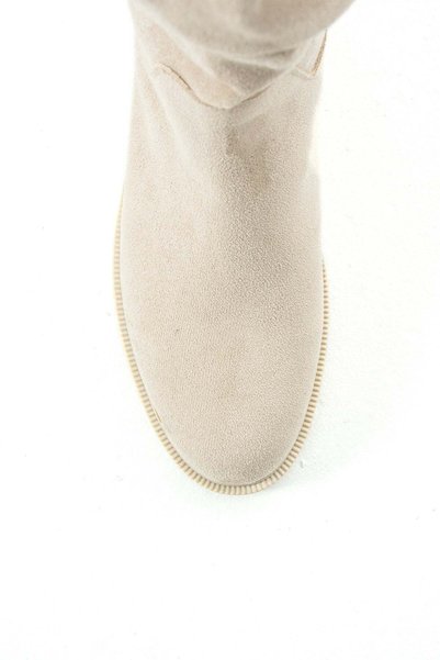 BeBeQ Store Rosario Beige Suede Bellows Women's Boots