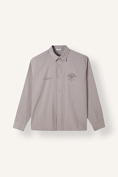 DeFacto Boxy Fit Striped Printed Cotton Long Sleeve Shirt H9818Ax26Wn