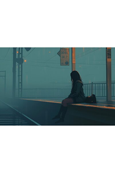 OEM Poster Sitting At Train Station, 61x90 cm, poster6824